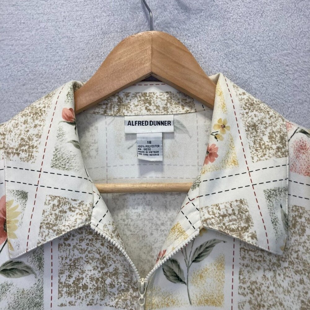 Alfred Dunner Floral Garden Grid Jacket Size 18 Full‎ Zip Up Beaded Colorful - Picture 6 of 16